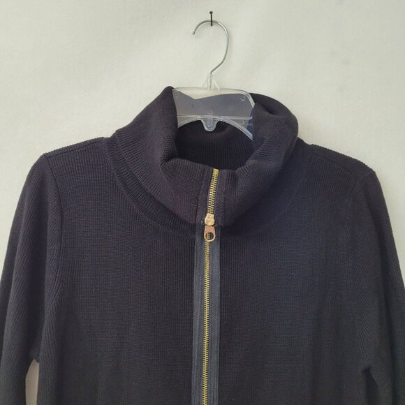 Calvin Klein Dress Womens L‎ Black Zipper Front Sweater 3/4 Sleeve Sheath Knit - Picture 5 of 14